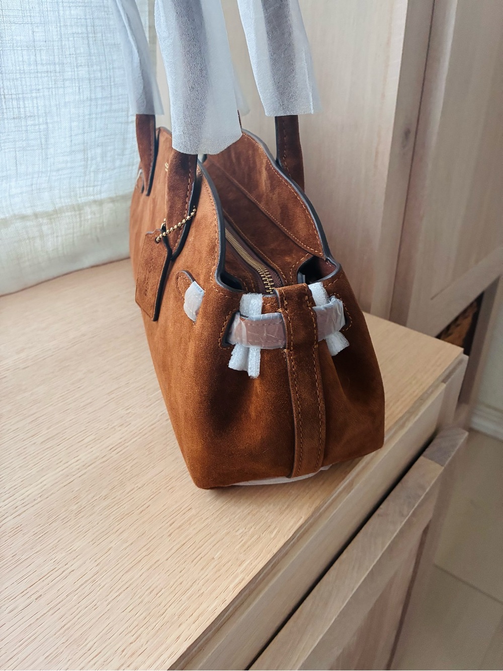NWTšCoach Empire Suede Carryall Shoulder Bag 34 Warm Brown CBN41 Fall Vintage - Picture 6 of 11